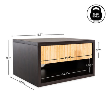 Elise 15.71" Classic Contemporary Floating Wall Mounted Nightstand with Soft-Close Tambour Drawer and Cable Hole - JONATHAN Y